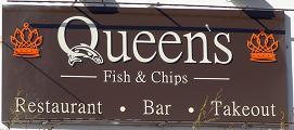 queen's fish and chips sign